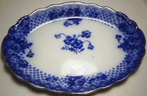 VHTF Late 1800's FORD & SONS large 16 1/2" x 12"  CHATSWORTH flow blue PLATTER - Picture 1 of 13