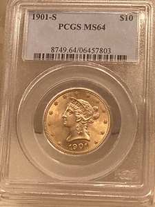 1901-S $10 Liberty Head Gold Eagle PCGS MS64 - Great Luster! - Picture 1 of 2