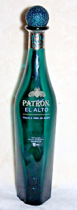 EMPTY PATRON EL ALTO TEQUILA REPOSADO BLUE/GREEN GLASS BOTTLE 750ML MEXICO