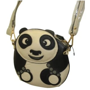FUNKY PANDA ADJUSTABLE STRAP ZIPPER FASTENING SMALL ANIMAL CROSS BODY BAG BEIGE - Picture 1 of 1