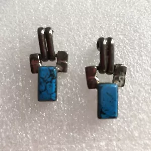 Mexikanische Taxco 950 Sterling Silber TS 108 Türkis Ohrhänger - Bild 1 von 6