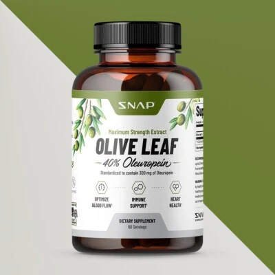 Olive Leaf Extract 40% Oleuropein Capsules Blood Pressure Supplement 300mg, 60ct - Image 1 of 4