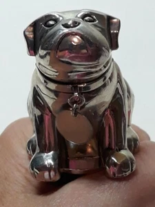 Pottery Barn Bulldog bottle stoppers HEAVY barware Silvertone Discontinued Rare - Picture 1 of 7