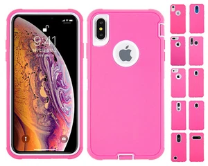ShockProof Fullbody Heavy Duty Armor Cover Case - WHITE + HOT PINK - Picture 1 of 26