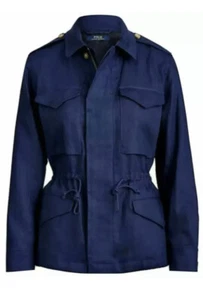 POLO RALPH LAUREN Blue Linen Cargo Twill Jacket - Picture 1 of 11