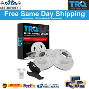 TRQ Ceramic Brake Pad & CrossDrilled Rotor w/Chemicals For 1990-1999 Jeep Grand - Foto 1 di 5