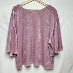 Maglietta oversize We The Free People Valerie velluto top medio viola boxy velluto - Foto 1 di 10