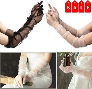 Women's Sexy Sheer Gloves Mesh Tulle Super Long Gloves Opera Party Dance Gloves - Picture 1 of 26