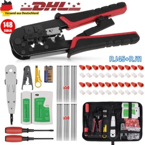 Netzwerk Reparatur Werkzeug Set Crimpzange LAN Kabeltester für RJ45 RJ11 RJ12 - Afbeelding 1 van 13