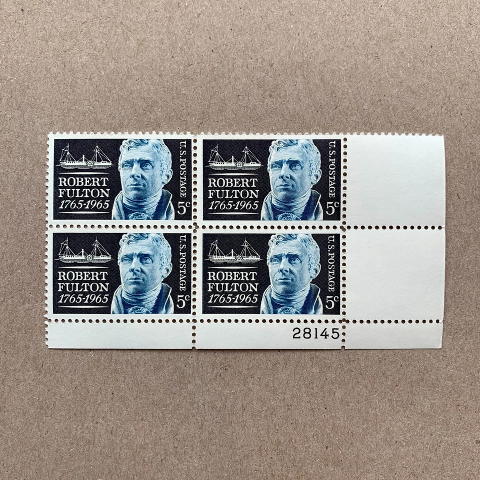 Robert Fulton - MNH - 1960's -  US Stamps Plate Block Of 4 - Memorabilia - Image 1 of 1