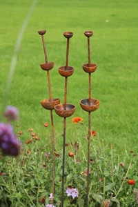 Dreifach rostiger Metall-Regenfänger. Dekorativer Garten. Handgefertigt. 110 cm. - Bild 1 von 8