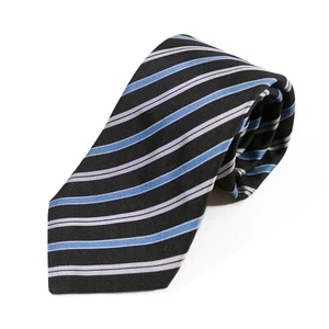 Daniel Milano Blue on Black Striped Silk Tie 8600 - Picture 1 of 2