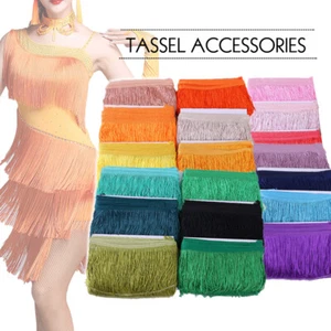 10 Yards 15CM Chainette Long Tassel Fringe Lace Trim Ribbon Sew Latin Dress DIY - Picture 1 of 67