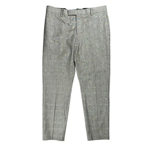 Saint Laurent Paris Gray Wool Check Slim Taper Cropped Pants Men's Size 50 - Picture 1 of 11