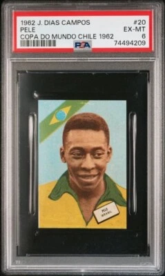 1962 J. DIAS CAMPOS COPA DO MUNDO CHILE 1962 #20 PELE PSA 6 - Image 1 of 2