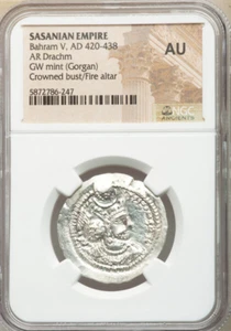 420- 438 AD: Sasanian Empire AR Drachm (Ancient About Uncirculated-NGC) - Picture 1 of 2