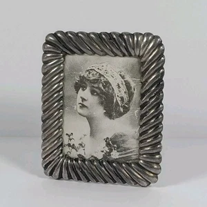 Vintage 925 Sterling Silver Photo Frame Tabletop Desktop Rope Design Height 8cm - Picture 1 of 12