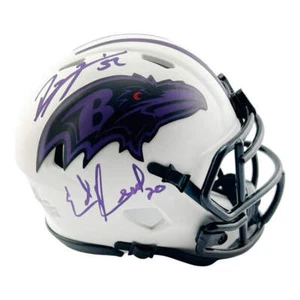 Ed Reed Ray Lewis Signed Baltimore Ravens Lunar Eclipse Mini Football Helmet (Be - Picture 1 of 3