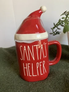 Sombrero de Papá Noel Rae Dunn Topper Rojo y Blanco “Santa Helper” Bote de Navidad - Imagen 1 de 6