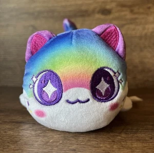 Peluche gatto Aphmau Meemeows ARCOBALENO occhi di diamante serie celeste lettiera 4 raro 6" - Foto 1 di 7