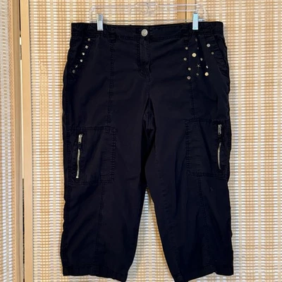 Style & Co Mujer 16 Pantalones Carga Capris Negro Adornado Capricho Ropa de Calle Foto 1 de 4