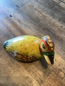 Vtg Hand Painted Duck 5" Paper Mache Mexican Folk Art Sed - Mel - Picture 1 of 9