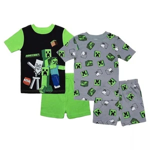 Minecraft Creeper, Zombie, Skeleton Hostile Mob Boy's 4-Piece Pajama Shorts Set - Picture 1 of 8