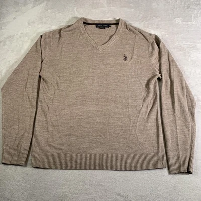 Suéter Polo Assn de EE. UU. para Mujer Talla 2XL Beige Cuello en V Pullover Acrílico Tejido Logo Foto 1 de 4