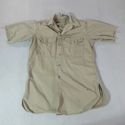 Camisa Camisa Militar De Colección Para Hombres Mediana Caqui Tostada Años 50 W Utilidad Campo Ejército Foto 1 de 4