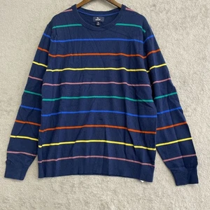 NEW Lands' End Men's XL 100% Cashmere Crewneck Sweater Colorful Stripes - Picture 1 of 9