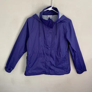 Columbia Rain Jacket Size S Purple Hoodie Lined Seams Full Zip Pockets Snap Cuff - Picture 1 of 16