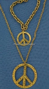 Doppelkette und Friedenszeichen Symbol Charm Halskette 4005 - Bild 1 von 1