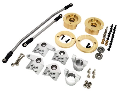 NHX RC Brass Steering Knuckle Alum C-Hubs & Rod Set :Axial Wraith / RR10 -Silver - Image 1 of 4