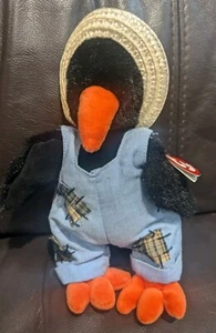 Ty Beanie 1993 Attic Treasures Collection “Cawley” Black Crow Farmer with Tag - Picture 1 of 4