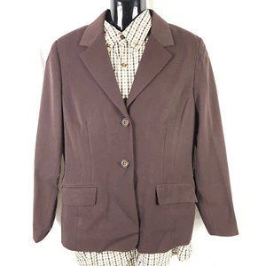 NWT Vintage Sag Harbor Stretch Womens Size 14 Brown Two Button Blazer Jacket - Picture 1 of 9