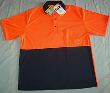 Mens Hi-Vis Orange Safety Work Shirt Short Sleeve Polo Pocket Size XL NEW 