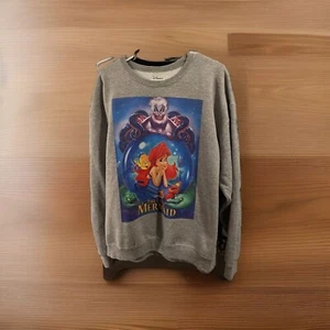 Little Mermaid Gray Large Sweatshirt Hot Topic Crew Ariel Ursula - Picture 1 of 1