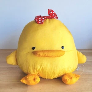Piyo Piyo Yellow Duck Stuffed Animal Vintage 1991 Plush 10" Red Bow - Picture 1 of 9