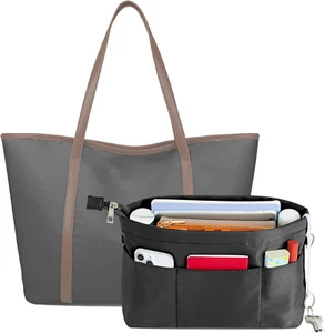 Purse Organizer Insert with Zipped Top for Tote Bag, Handbag Shaper with 13 Pock - Picture 1 of 6