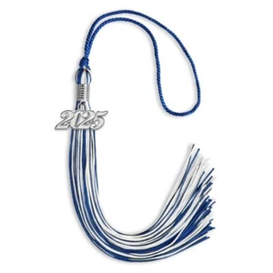 Endea Graduation Royal Blue/White Mixed Color Tassel With Silver Date Drop - Picture 1 of 21