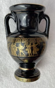 Urn 24K Gold decorative detail Handmade In Greece Marked SC Black Gold 5.5” - Picture 1 of 5