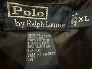 Vintage POLO RALPH LAUREN Puffer Ski Vest XL Black Goose Down Jacket Flesh Pony - Picture 1 of 9