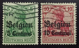Belgium German Occupation in WWI overprint Scott# BE N2 / BE N3 Used Lot 281 - Picture 1 of 2