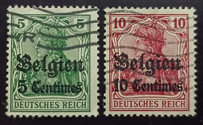 Belgium German Occupation in WWI overprint Scott# BE N2 / BE N3 Used Lot 281 - Image 1 of 2