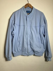 Vtg Towncraft Bomber Jacket Men's Large Blue Zip Elastic Waist 80s 90s Retro - Picture 1 of 10