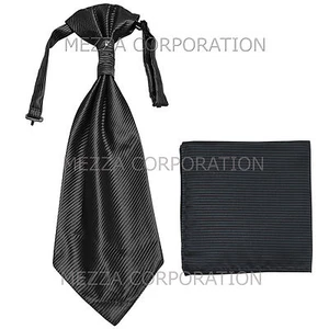 Nuevo Vesuvio Napoli Para Hombre Poli Poli Poli Poli Poli Poli Poli Poli Poli Poli Corbata Corbata Pañuelo Rayas Negro - Imagen 1 de 3