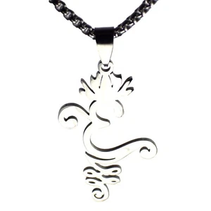 Buddhist Aum Necklace Silver Stainless Steel Jainism Hindu Om Pendant Chain - Picture 1 of 3