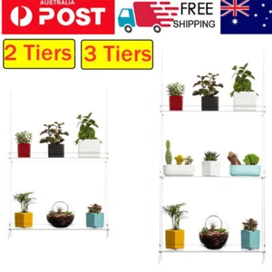 2/3 Tiers Acrylic Wall Hanging Window Plant Shelves Plant Stand Storage Holder - Picture 1 of 12