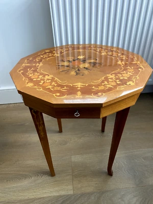 Vintage Italian inlaid musical table. Plays Godfather theme. Rare. Collect only - Image 1 of 4