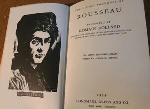 The Living Thoughts of Rousseau by Romain Rolland (1939, Hardcover) VTG NICE